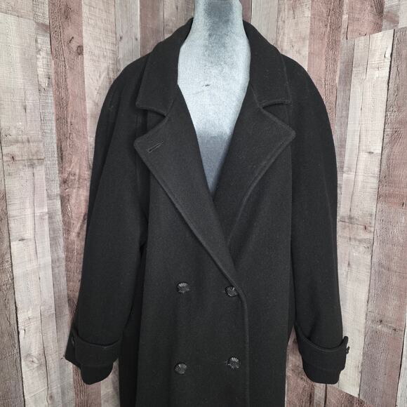 Double Brested Black Wool Trench Coat Red Lined Men's Big Tall Plus 54" Gift USA - Picture 3 of 13